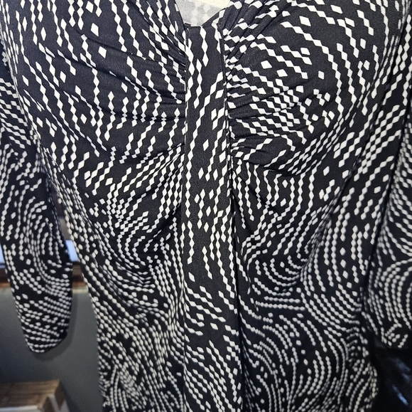 Nine West Womans 3/4 Sleeve Black/White Blouse Size L - Picture 5 of 12